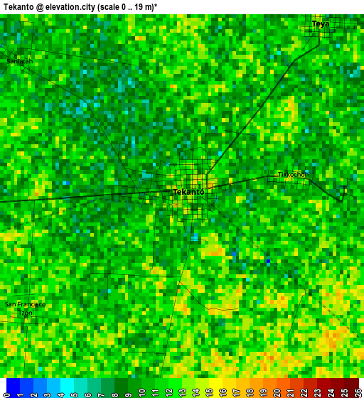 Tekanto elevation map