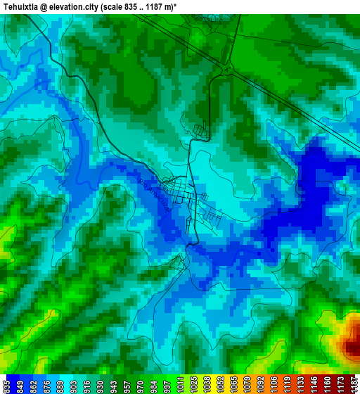 Tehuixtla elevation map