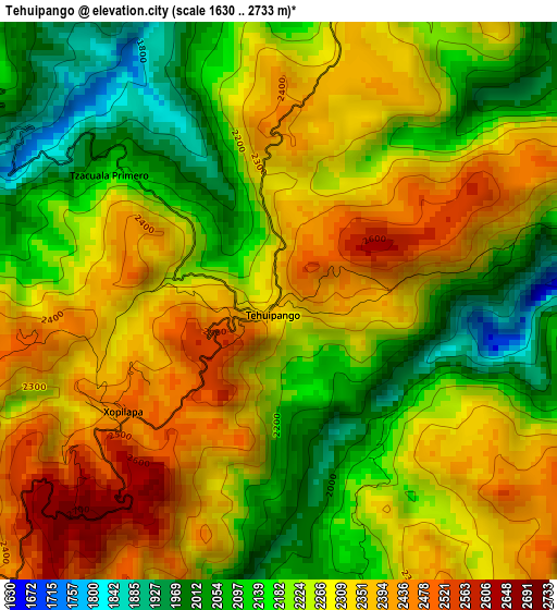 Tehuipango elevation map