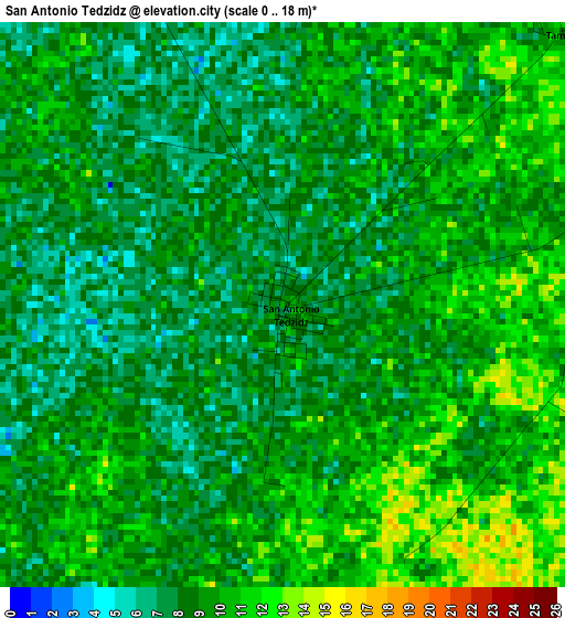 San Antonio Tedzidz elevation map