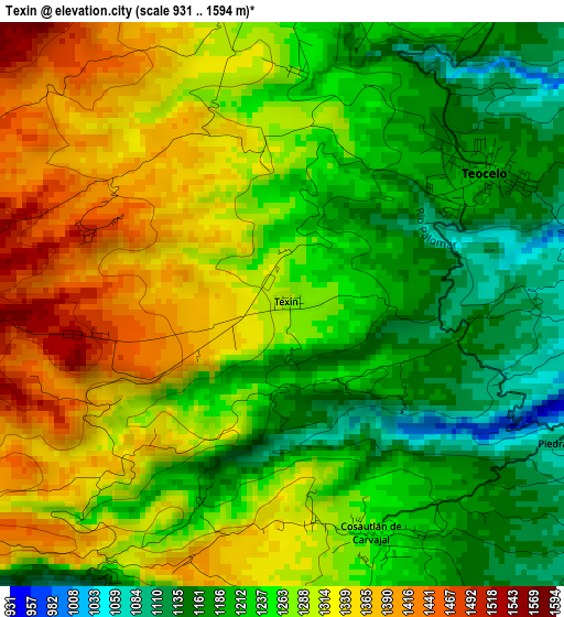 Texin elevation map