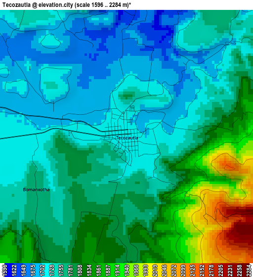 Tecozautla elevation map