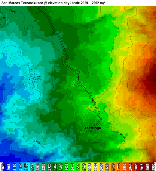 San Marcos Tecomaxusco elevation map