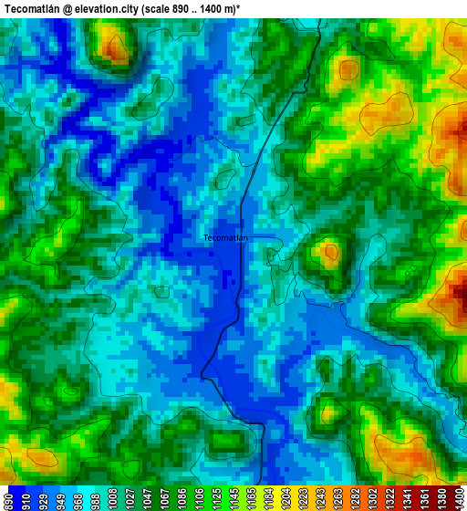 Tecomatlán elevation map