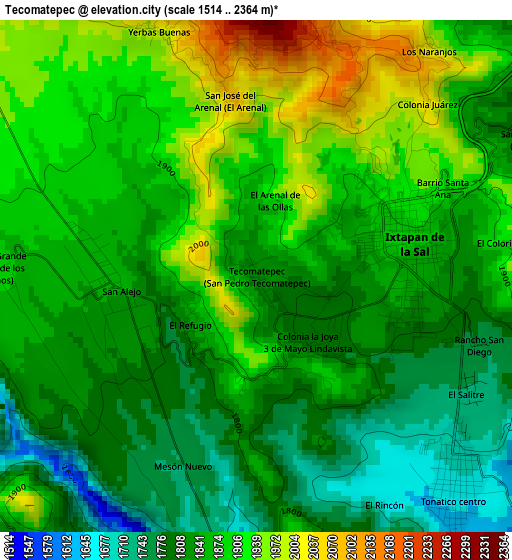 Tecomatepec elevation map