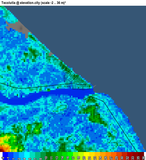 Tecolutla elevation map