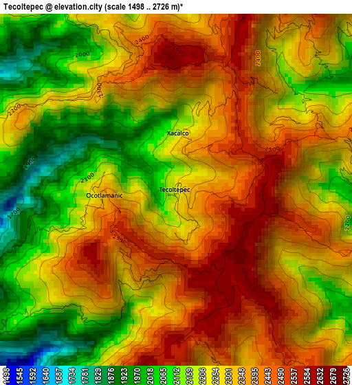 Tecoltepec elevation map