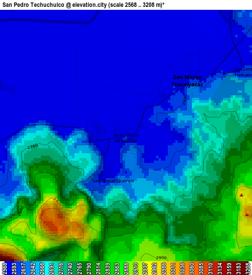 San Pedro Techuchulco elevation map