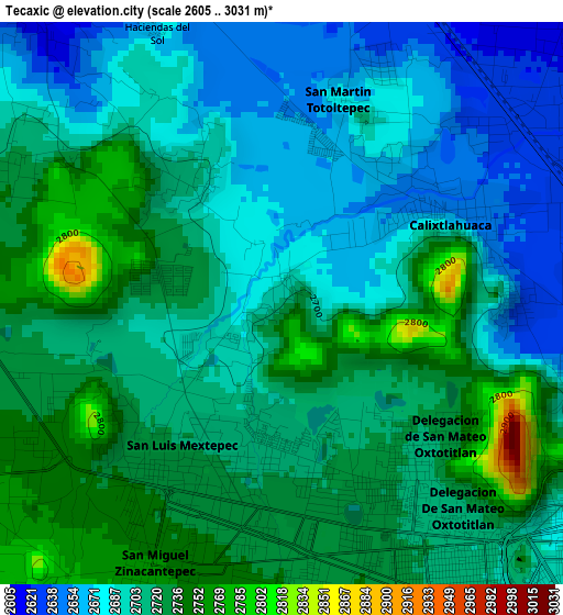 Tecaxic elevation map