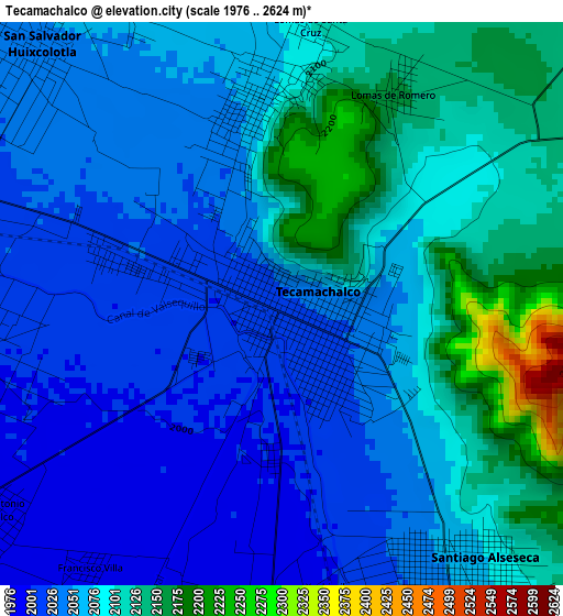 Tecamachalco elevation map