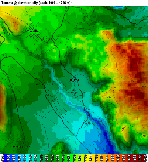 Tecama elevation map