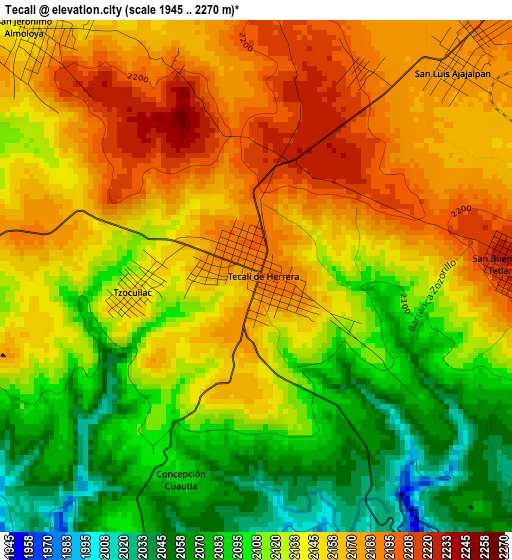 Tecali elevation map