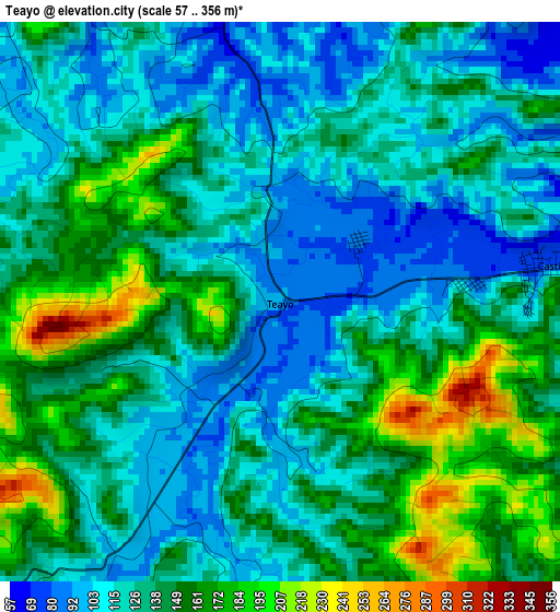 Teayo elevation map