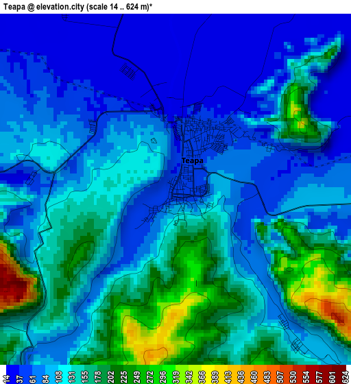 Teapa elevation map