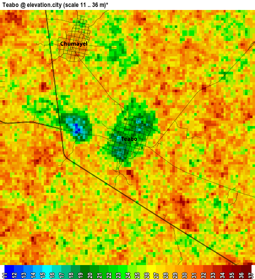 Teabo elevation map
