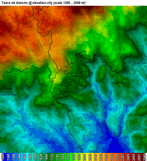 Taxco de Alarcón elevation map