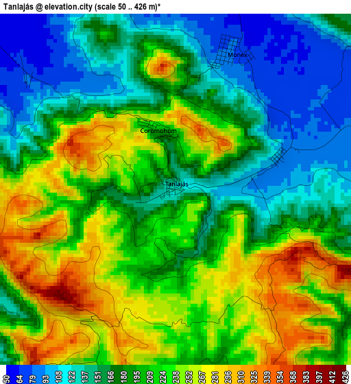 Tanlajás elevation map