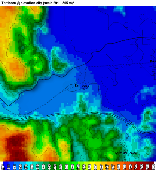 Tambaca elevation map
