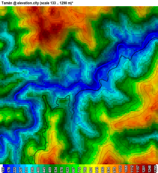 Tamán elevation map