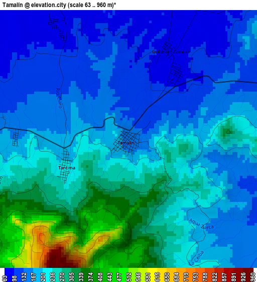 Tamalín elevation map