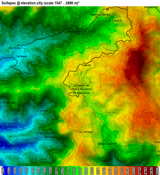 Sultepec elevation map