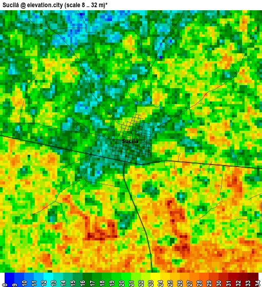 Sucilá elevation map