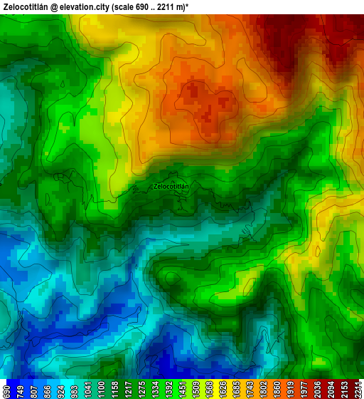 Zelocotitlán elevation map