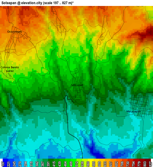 Soteapan elevation map