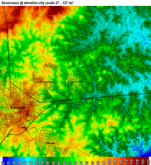 Soconusco elevation map