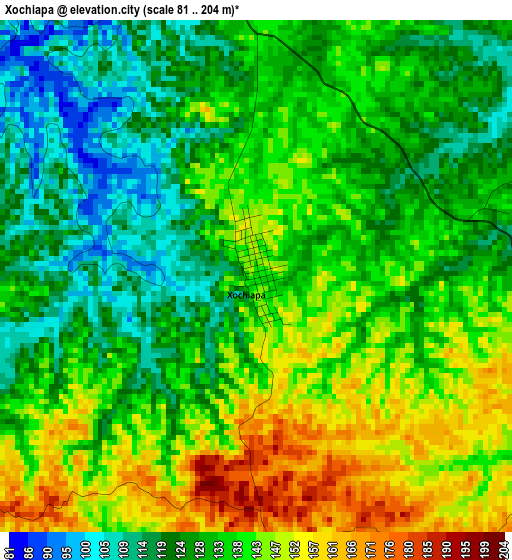 Xochiapa elevation map