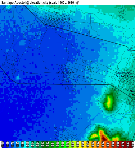 Santiago Apostol elevation map