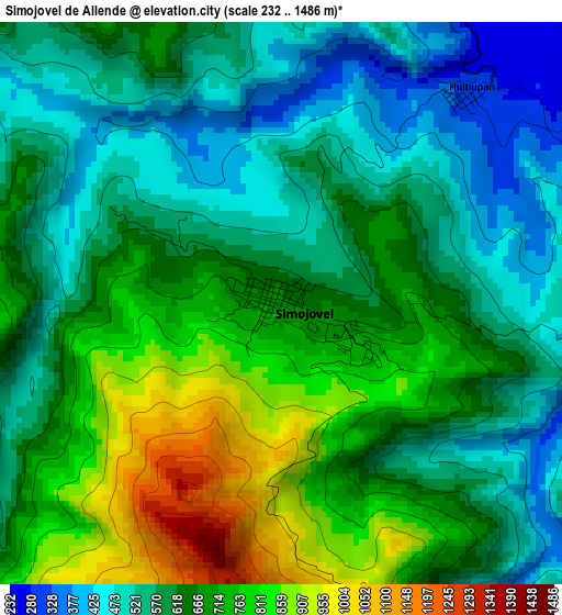 Simojovel de Allende elevation map