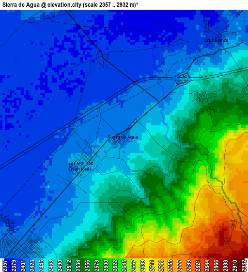 Sierra de Agua elevation map