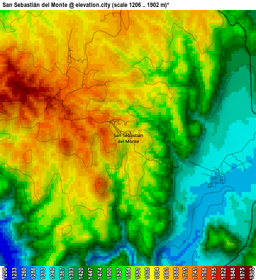 San Sebastián del Monte elevation map