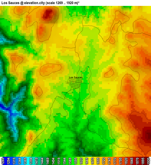 Los Sauces elevation map