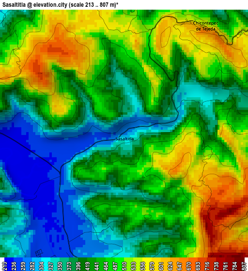 Sasaltitla elevation map