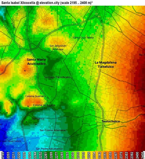 Santa Isabel Xiloxoxtla elevation map