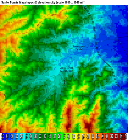 Santo Tomás Mazaltepec elevation map