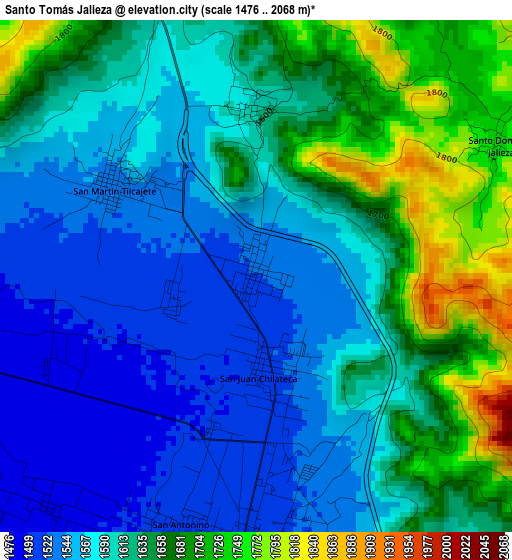 Santo Tomás Jalieza elevation map