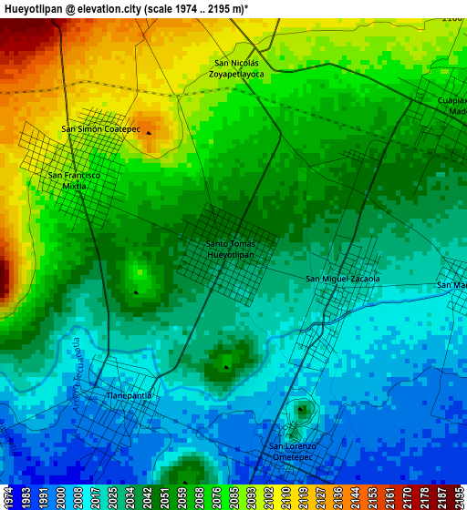 Hueyotlipan elevation map