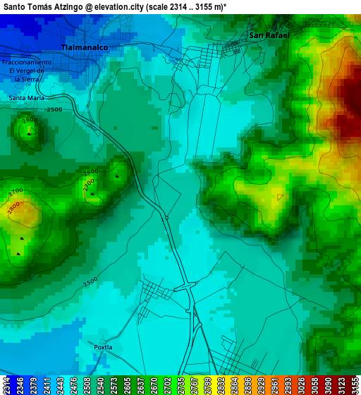 Santo Tomás Atzingo elevation map