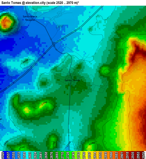 Santo Tomas elevation map