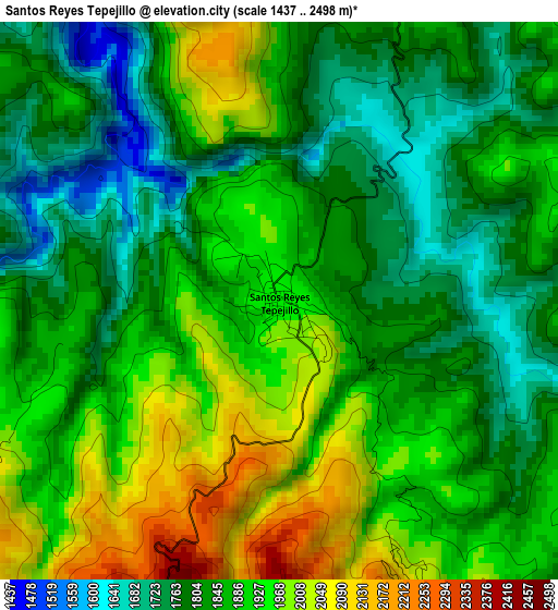 Santos Reyes Tepejillo elevation map