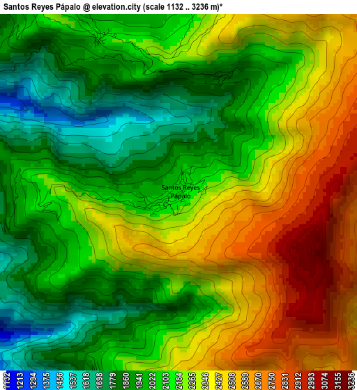 Santos Reyes Pápalo elevation map