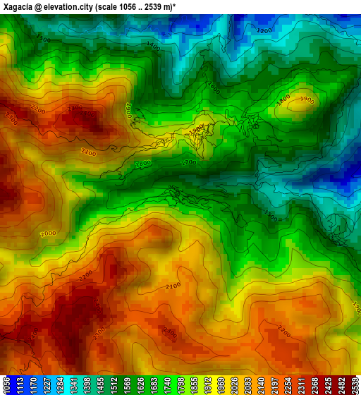 Xagacía elevation map