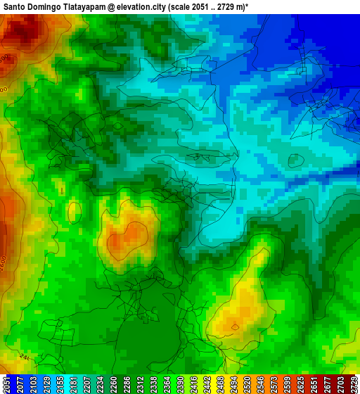 Santo Domingo Tlatayapam elevation map