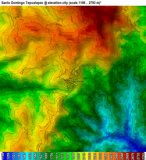 Santo Domingo Tepuxtepec elevation map