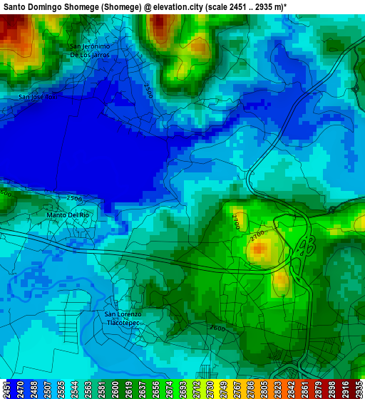 Santo Domingo Shomege (Shomege) elevation map