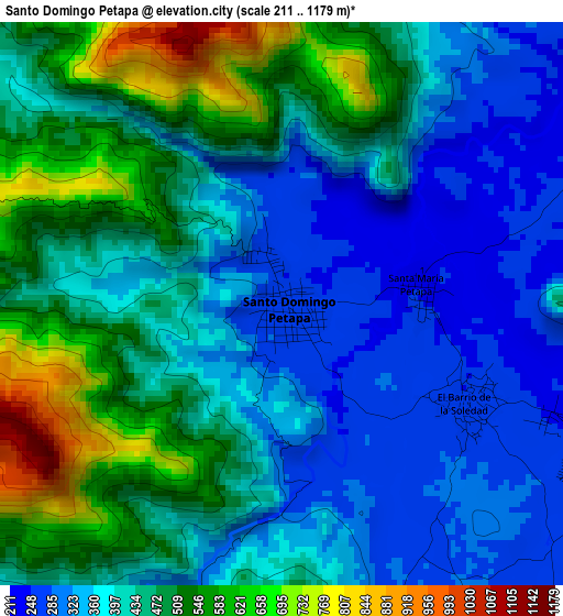 Santo Domingo Petapa elevation map