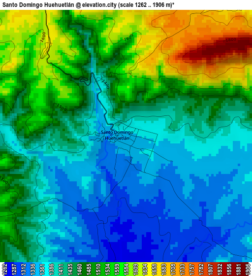 Santo Domingo Huehuetlán elevation map